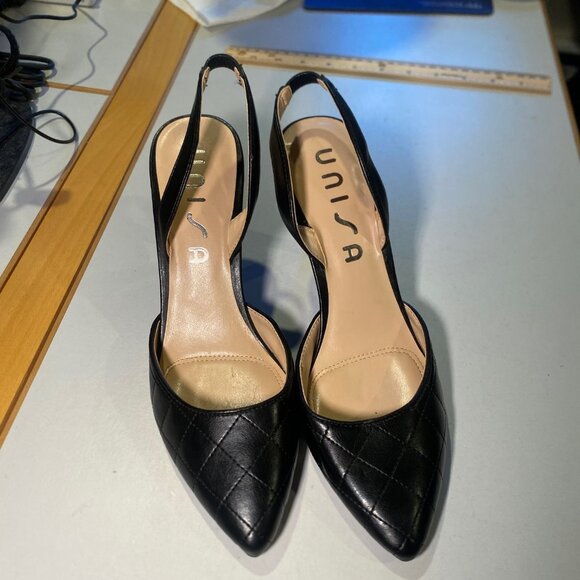 Unisa - Size 7.5M - Women's Unyanni Slingback Pointed Toe Leather Heels - Picture 1 of 11